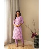purple cotton stitched   Kurta WITH    Pant