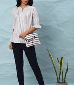 White printed cotton cotton tops