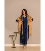 royal blue chanderi stitched   Kurta WITH    Pant WITH     dupTTA