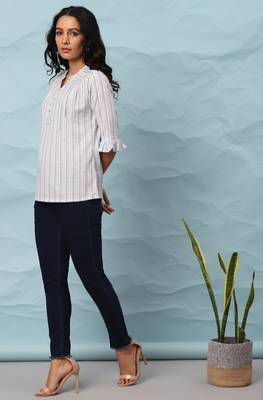 White printed cotton cotton tops 2