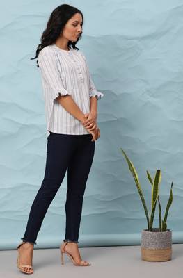 White printed cotton cotton tops 3