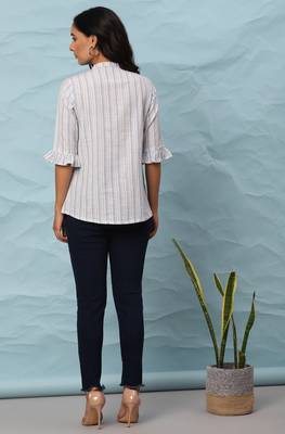 White printed cotton cotton tops 4
