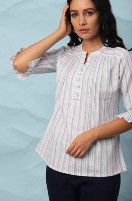 White printed cotton cotton tops 5