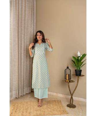 sky blue  cotton stitched   Kurta WITH    Pant 2