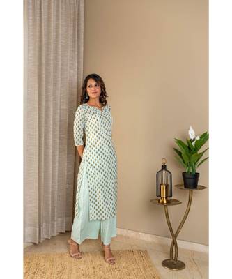 sky blue  cotton stitched   Kurta WITH    Pant 6