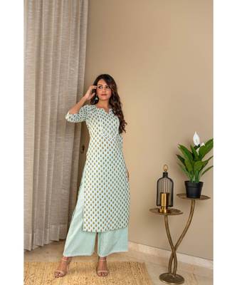 sky blue  cotton stitched   Kurta WITH    Pant 8