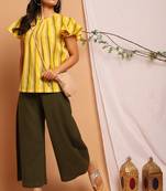 Janasya Yellow printed cotton cotton tops