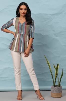 Multicolor printed cotton cotton tops 1