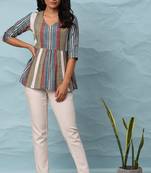 Multicolor printed cotton cotton tops