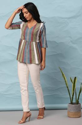 Multicolor printed cotton cotton tops 2