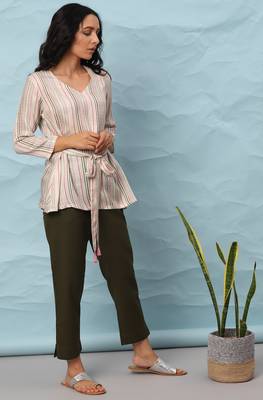Janasya Multicolor printed viscose rayon party tops 3