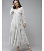 Ada Hand Embroidered Grey Georgette Lucknow Chikankari Anarkali Kurta 