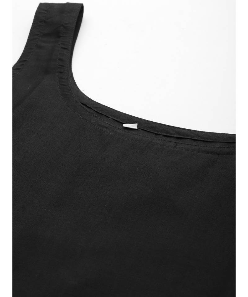 Ada Hand Embroidered Black Organza Lucknowi Chikankari Women Kurta With Slip - A411236