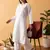 Ada Hand Embroidered White Cotton Lucknowi Chikankari Women Kurta - A100351
