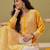 Hand Embroidered Mustard Georgette Lucknow Chikankari Women Kurta/Slip With Muqaish Work