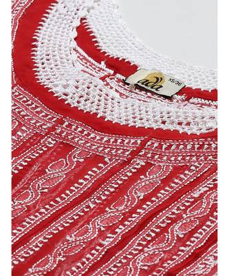 Women'S Hand Embroidered Red Georgette Lucknow Chikankari Anarkali Kurta 5