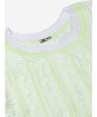 Hand Embroidered Lime Green Georgette Lucknow Chikankari Women Anarkali Kurta 5
