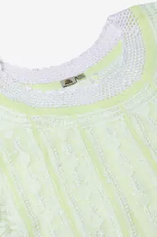 Hand Embroidered Lime Green Georgette Lucknow Chikankari Women Anarkali Kurta