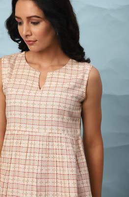 Janasya Cream printed cotton cotton tops 5