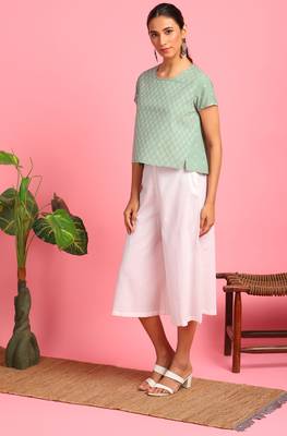Green embroidered cotton party tops 2