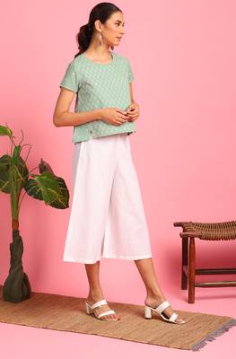 Green embroidered cotton party tops 3