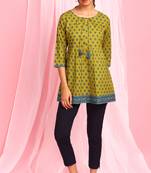 Green printed cotton tunics