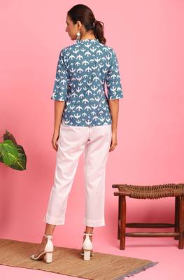 Grey printed cotton party tops 5