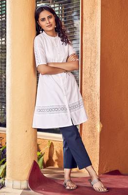 Janasya White embroidered cotton tunics 1