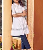 Janasya White embroidered cotton tunics