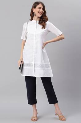 Janasya White embroidered cotton tunics 2