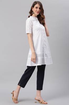 Janasya White embroidered cotton tunics 3