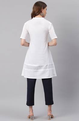 Janasya White embroidered cotton tunics 4
