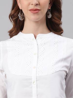 Janasya White embroidered cotton tunics 5