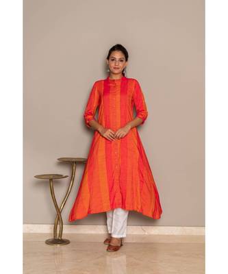 orange rayon stitched   Kurta 1