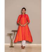 orange rayon stitched   Kurta