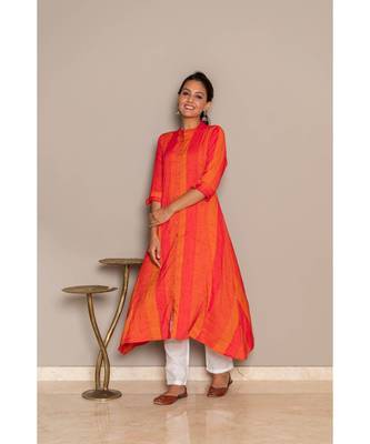 orange rayon stitched   Kurta 2