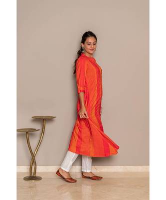 orange rayon stitched   Kurta 4