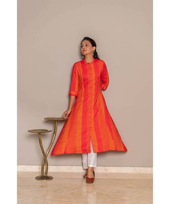 orange rayon stitched   Kurta 5