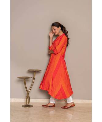 orange rayon stitched   Kurta 6