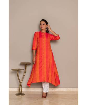 orange rayon stitched   Kurta 7
