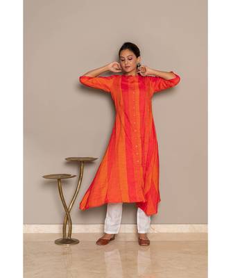 orange rayon stitched   Kurta 8
