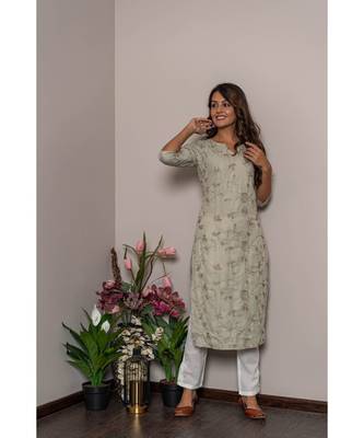 grey rayon slub stitched   Kurta WITH    Pant 1