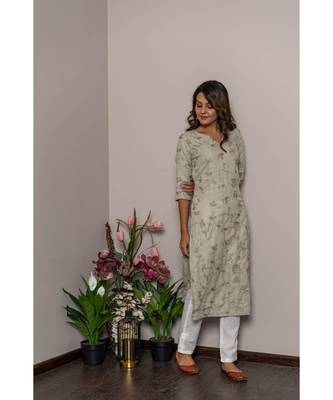 grey rayon slub stitched   Kurta WITH    Pant 4