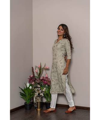 grey rayon slub stitched   Kurta WITH    Pant 5