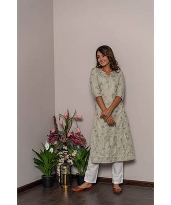 grey rayon slub stitched   Kurta WITH    Pant 6