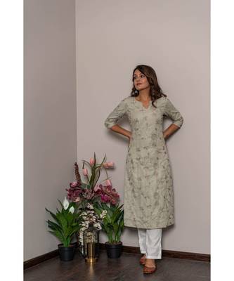 grey rayon slub stitched   Kurta WITH    Pant 7