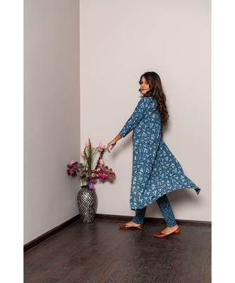 blue cotton stitched   Kurta WITH    Pant WITH     jacket 8