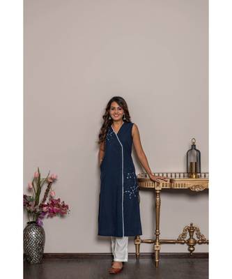 blue cotton stitched   Kurta WITH    Pant 2