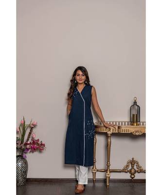 blue cotton stitched   Kurta WITH    Pant 3