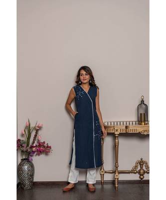 blue cotton stitched   Kurta WITH    Pant 5